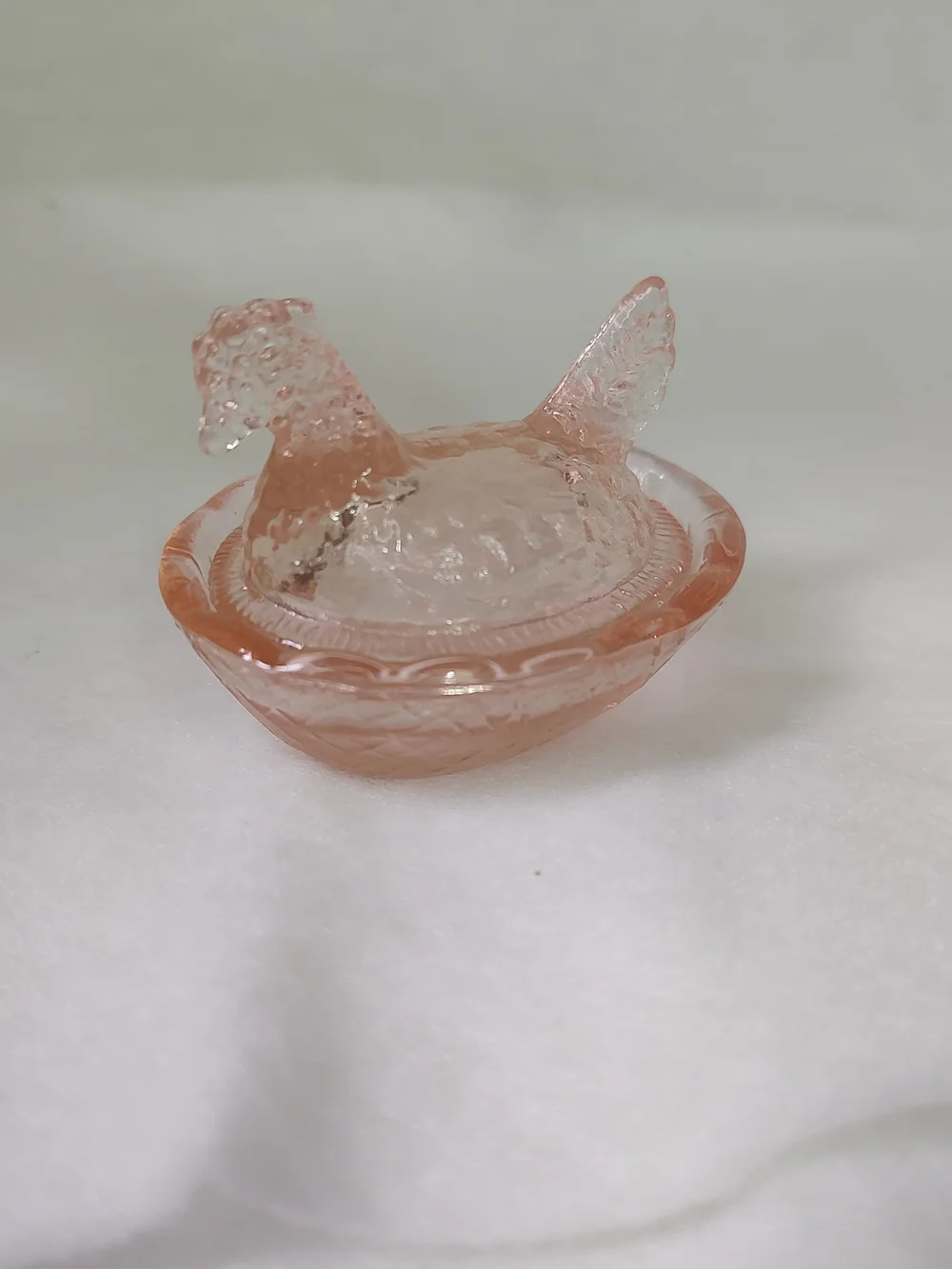 Pink Glass Mini Hen on Nest